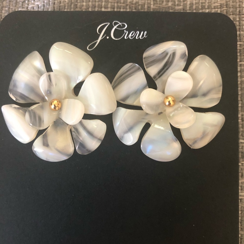 J Crew Big  Flower Fashion Earrings NWT hypoallergenic posts 1 1/2”